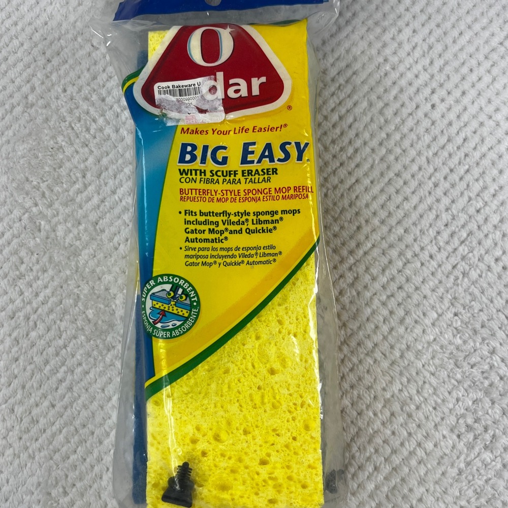 O-Cedar Big Easy Butterfly Sponge Mop Refill with Scuff Eraser Yellow 1842C